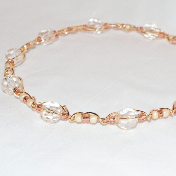 Copper Headband-Sophisticated Sparkle: Neutral Tone Crystal Beaded Headband - Handmade with Care Hairband