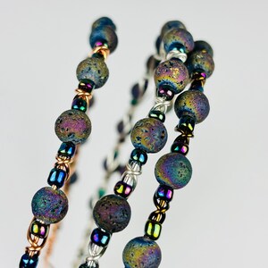 Copper Headband-Fiery Elegance: Handmade Copper Wire Headbands with Volcanic Beads, Handmade Copper Wire Headbands with Volcanic Beads
