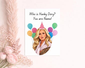 Biglietto d'auguri personalizzato ispirato a Kathy Hilton e a "Chi è Hunky Dory?" - RHOBH, Beverly Hills, Real Housewives of Beverly Hills, Reality TV