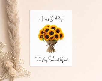 Biglietto di auguri di buon compleanno personalizzato con girasole per la mamma: per una mamma, nonna o zia molto speciale