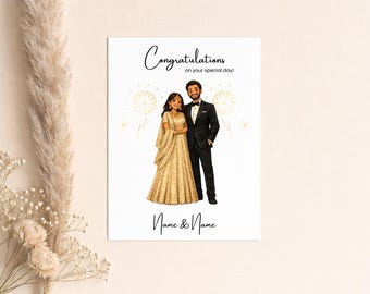Biglietto di auguri personalizzato per matrimonio indiano asiatico - Sposato, Congratulazioni, Matrimonio, Coppia, Sikh, Shaadi, Anand Karaj, Punjabi