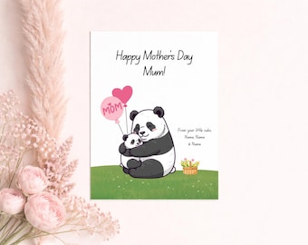 Biglietto di auguri personalizzato per la festa della mamma a forma di panda - Dal tuo piccolo cucciolo - Panda, orsi, tenero orsacchiotto