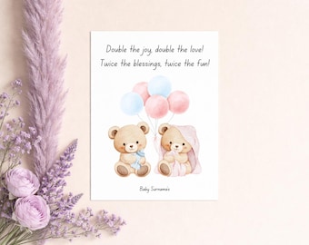 Congratulations on News of Twins Baby Shower, Twin Pregnancy, Birth of Babies, So happy for you celebration card