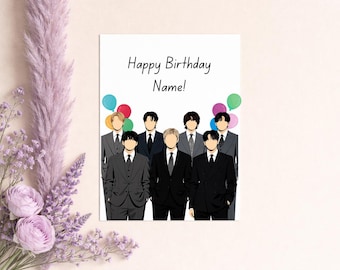 Biglietto d'auguri personalizzato ispirato ai BTS - per Bangtan Army, Borahae, IPurpleYou