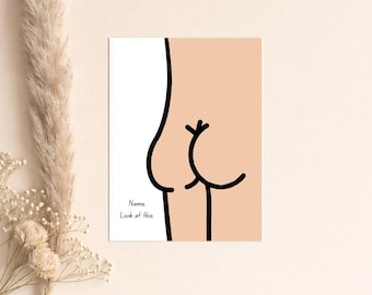Biglietto d'auguri divertente personalizzato sul sedere - Schiacciamento del sedere, Natiche, Schiacciamento, Schiacciamento, Esilarante, Sciocco, Umorismo