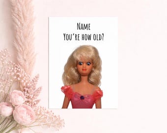 Biglietto d'auguri divertente e personalizzato ispirato alla bambola Barbie - per ogni età, compleanni importanti, amanti dei meme, Barbie Fairytopia, Barbie Mermaid