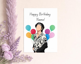 Biglietto di auguri di compleanno personalizzato ispirato a BTS V Kim Taehyung - Bangtan, BTS Army, viola, Borahae, Kpop, Idols
