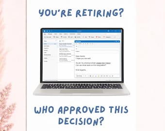 Biglietto di auguri personalizzato per il tuo pensionamento - per una cara collega, membro del team, amica, biglietto aziendale femminile, email