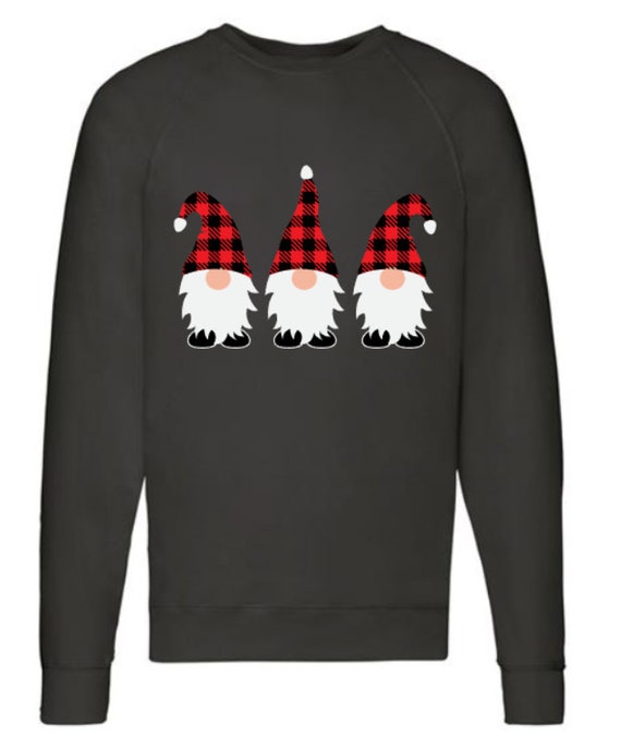 Ladies Gonk Gnome Black Sweatshirt Christmas Jumper Plaid - Etsy