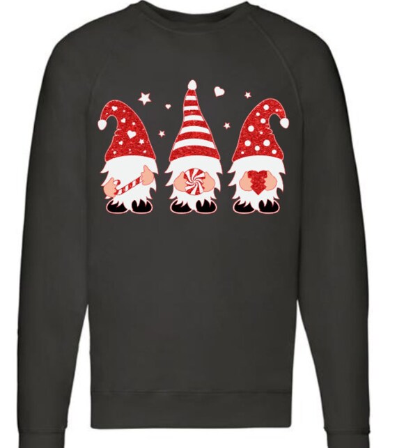 Ladies Gonk Gnome Glitter Black Sweatshirt Christmas Jumper - Etsy UK