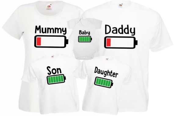 Funny Matching Family T Shirts Battery 
