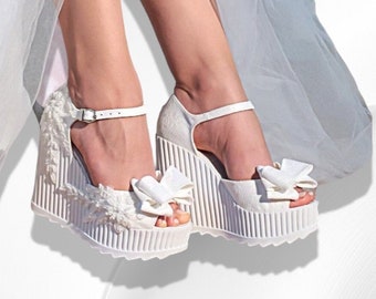 Wedding Platform Shoes, Bride Sneakers, Wedding sneakers, Bride Shoes, Wedding Shoes, Wedding gift, Bridal Platform Heels, Bride High Heels