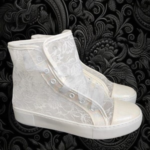 Converse Tulle Wedding Dress Evening Dress Shoes, Wedding Converse, Wedding Sneakers, Bridal Sneakers, Bride Lace Tulle Converse Sneakers