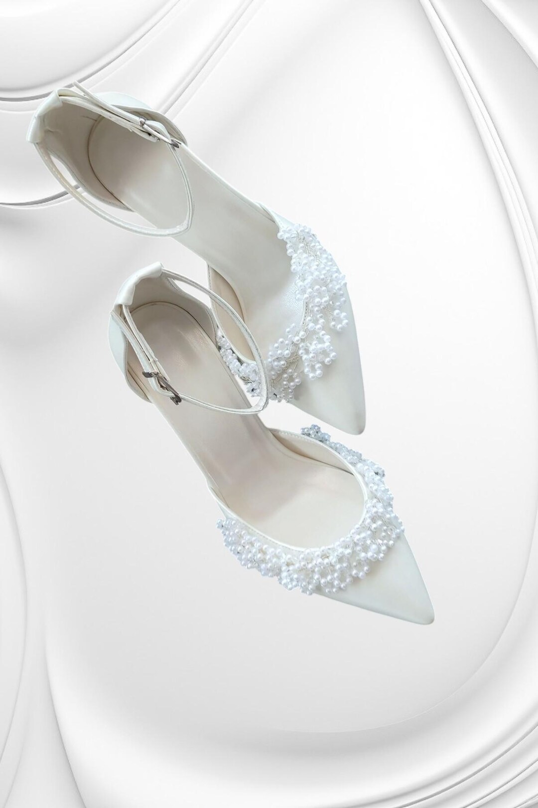 Women's Wedding Shoes Decorative Heel Wedding Heels Bridal Shoes With Beading WS0019 main image 0