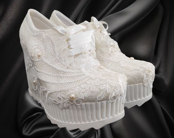 Baskets de mariage, baskets à plateforme pour mariée, baskets de mariée, chaussures pour événement, baskets de mariée, plateforme de mariage, baskets brautsneaker, cadeaux de mariage