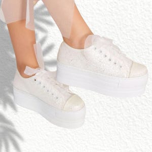 Wedding Platform Sneakers, glitter Wedding Shoes, Bride Sneakers, Platform Shoes, glitter Bride Shoes, Wedding Sneakers, Bride Sparkly Shoes