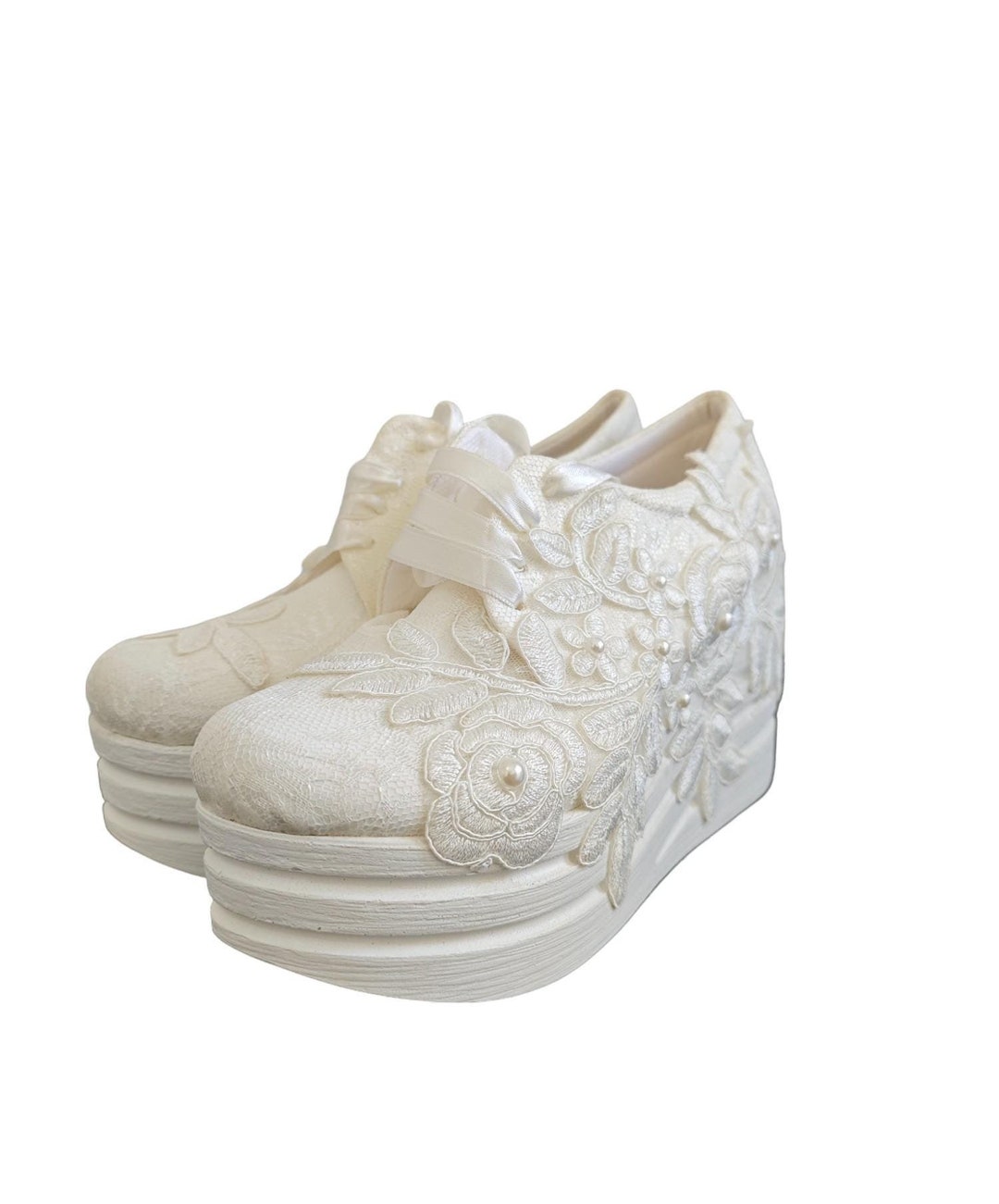 4-Inch Bridal Embroidered Wedge Sneakers main image 1