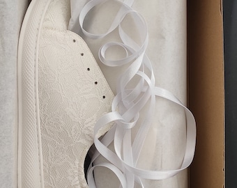 Lace Wedding Sneakers: Bridal Shoes, Bride Flat sneakers