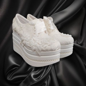 Wedding Shoe For Bride, Bridal sneakers, Bride sneakers platform, Bridal shoes, brautsneaker, Wedding shoes, Lace bride sneakers