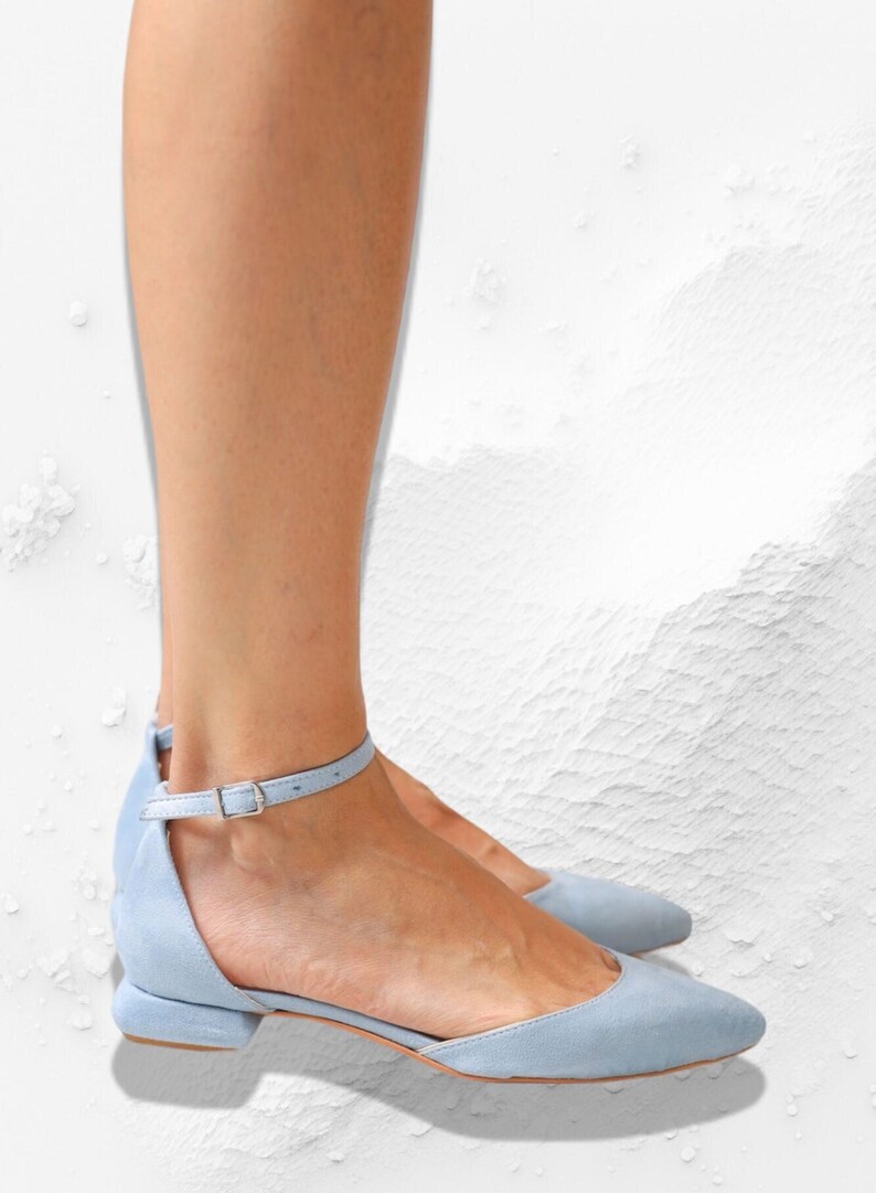 Baby BLUE VELVET SHOES Baby Blue Low Heels Pumps Blue Ankle Etsy