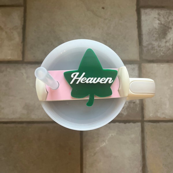 Personalized Ivy leaf, Stanley pink and green Tumbler Name Plate, 40oz, 30oz Stanley