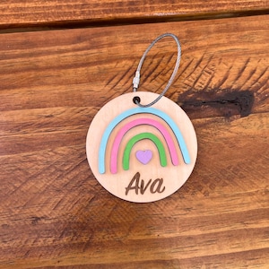 Étiquette de nom de sac à dos arc-en-ciel 3D, étiquette de sac à langer, étiquette de nom de sac de danse, étiquette de sac personnalisée