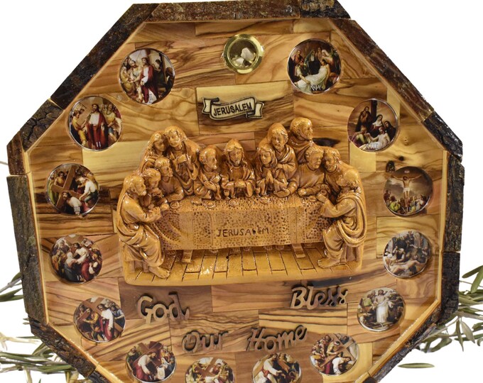 Handmade Olive Wood Last Supper Wall Plaque - Jerusalem Holy Land Decor ...