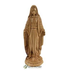 Hand Carved Olive Wood Blessed Virgin Mary Statue