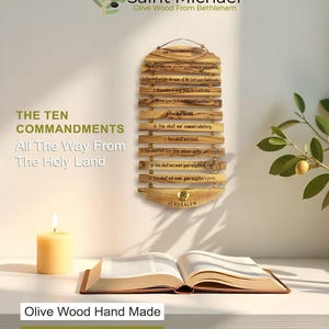 Ten Commandments Olive Wood Hand Made in the Holy land Wall Hanging Christian Gift