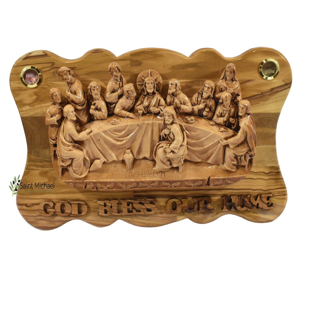 Olive Wood Last Supper Wall Plaque: Holy Land Ceramic Art - Etsy