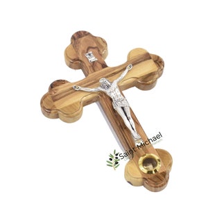 7 Inch Wooden Wall Cross Holy Land Olive Wood Crucifix with Stones from Jerusalem – Cross for Home Décor