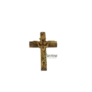Hand-Carved Olive Wood Holy Spirit Cross - Bethlehem Keepsake