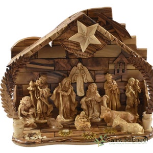 Bethlehem Wooden Nativity set Made of Olive Wood In The Holy Land - Christmas Nativity For Home Décor - Christmas Nativity Set