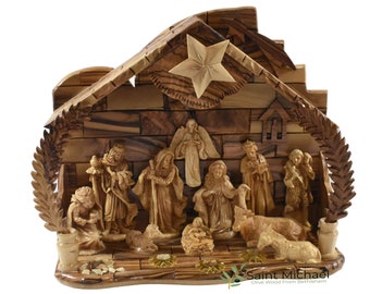 Bethlehem Wooden Nativity set Made of Olive Wood In The Holy Land - Christmas Nativity For Home Décor - Christmas Nativity Set