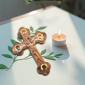Hand Carved Olive Wood Cross with Dove - Holy Land Gift