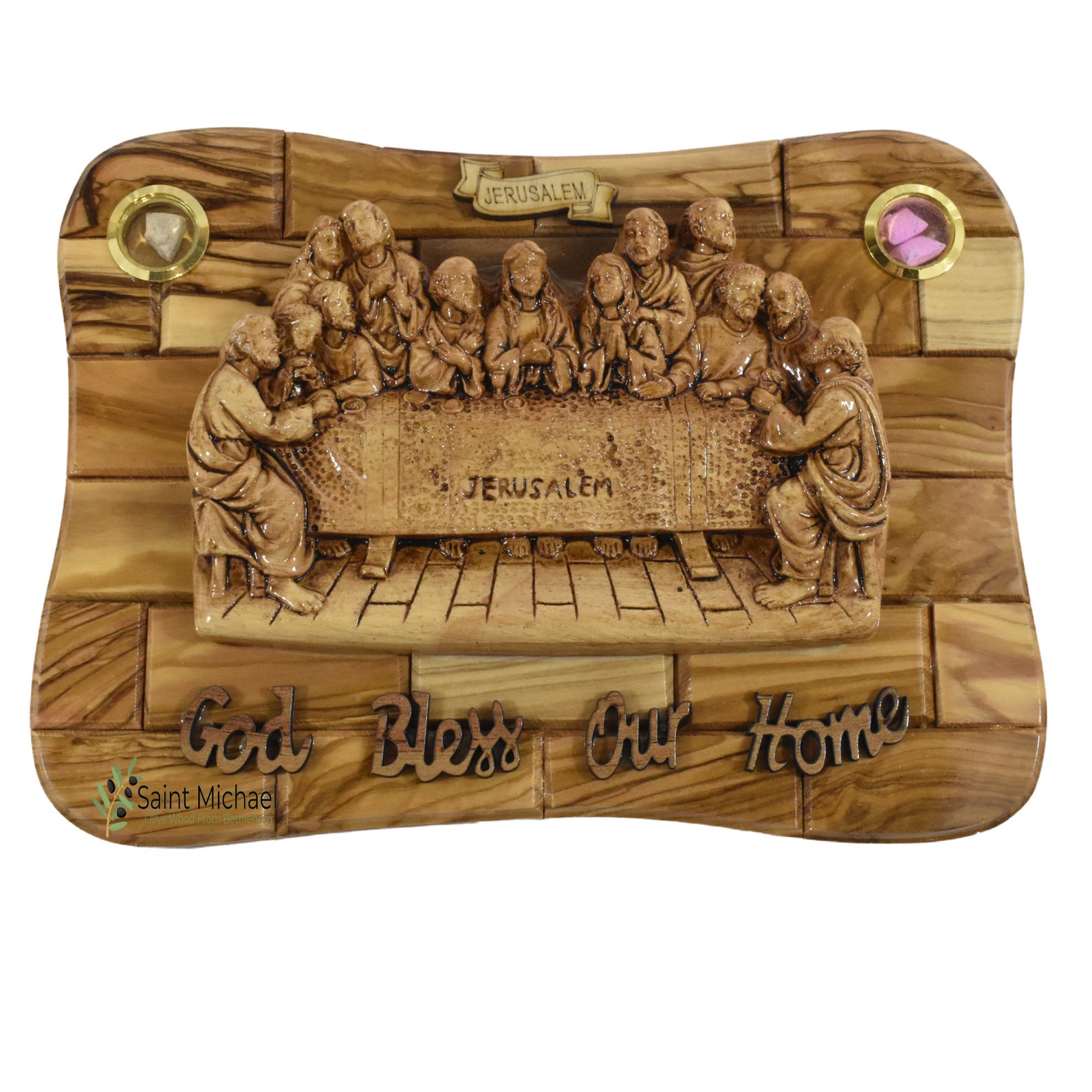 Hand Carved Olive Wood Last Supper Plaque: Holy Land Decor - Etsy