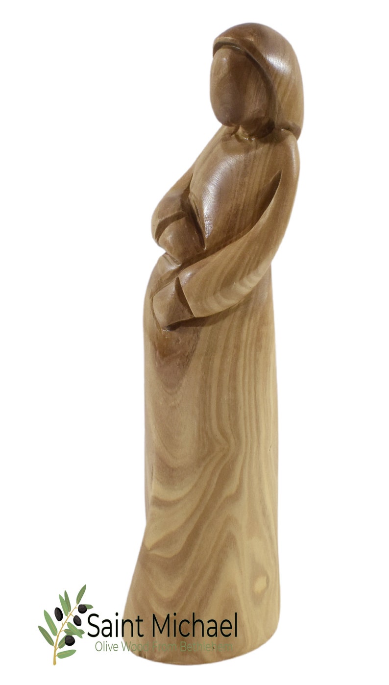 Olive Wood Mary Carrying Baby Jesus Statue - Hand Carved Holy Land Gift ...