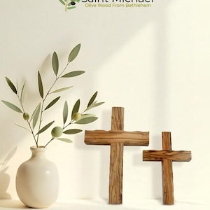 Hand Carved Olive Wood Wall Cross Crucifix Wooden Cross Made in The Holy Land by Christian Craftsmen for Christening Unique gift for Home