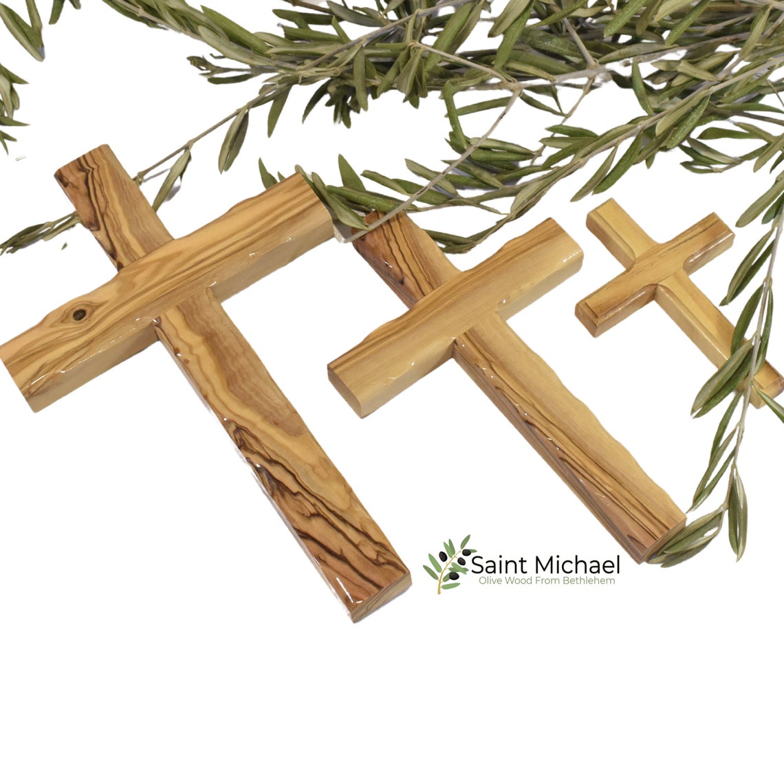 Hand Carved Olive Wood Wall Cross Crucifix Wooden Cross Made Etsy