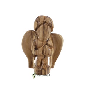 Handmade Olive Wood Praying Angel Statue - Holy Land Decor