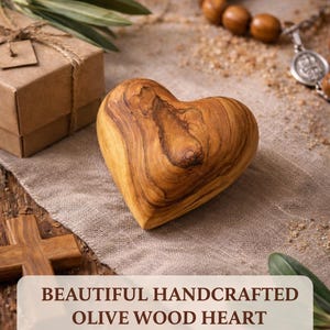Personalized Olive Wood Heart, Bethlehem Engraved Keepsake, Custom Holy Land Gift image 7