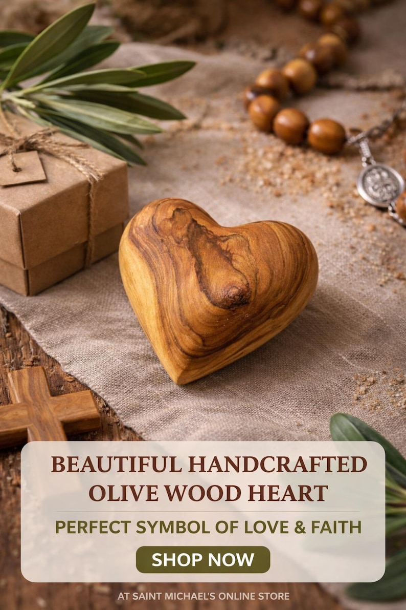 Personalized Olive Wood Heart, Bethlehem Engraved Keepsake, Custom Holy Land Gift image 7