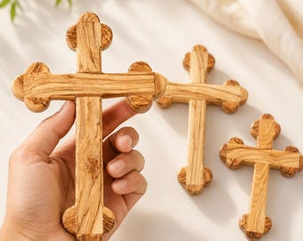 Olive Wood Wall Cross, Holy Land Wooden Hanging Cross, Christian Wall Decor, New Home Gift for Any Occasion