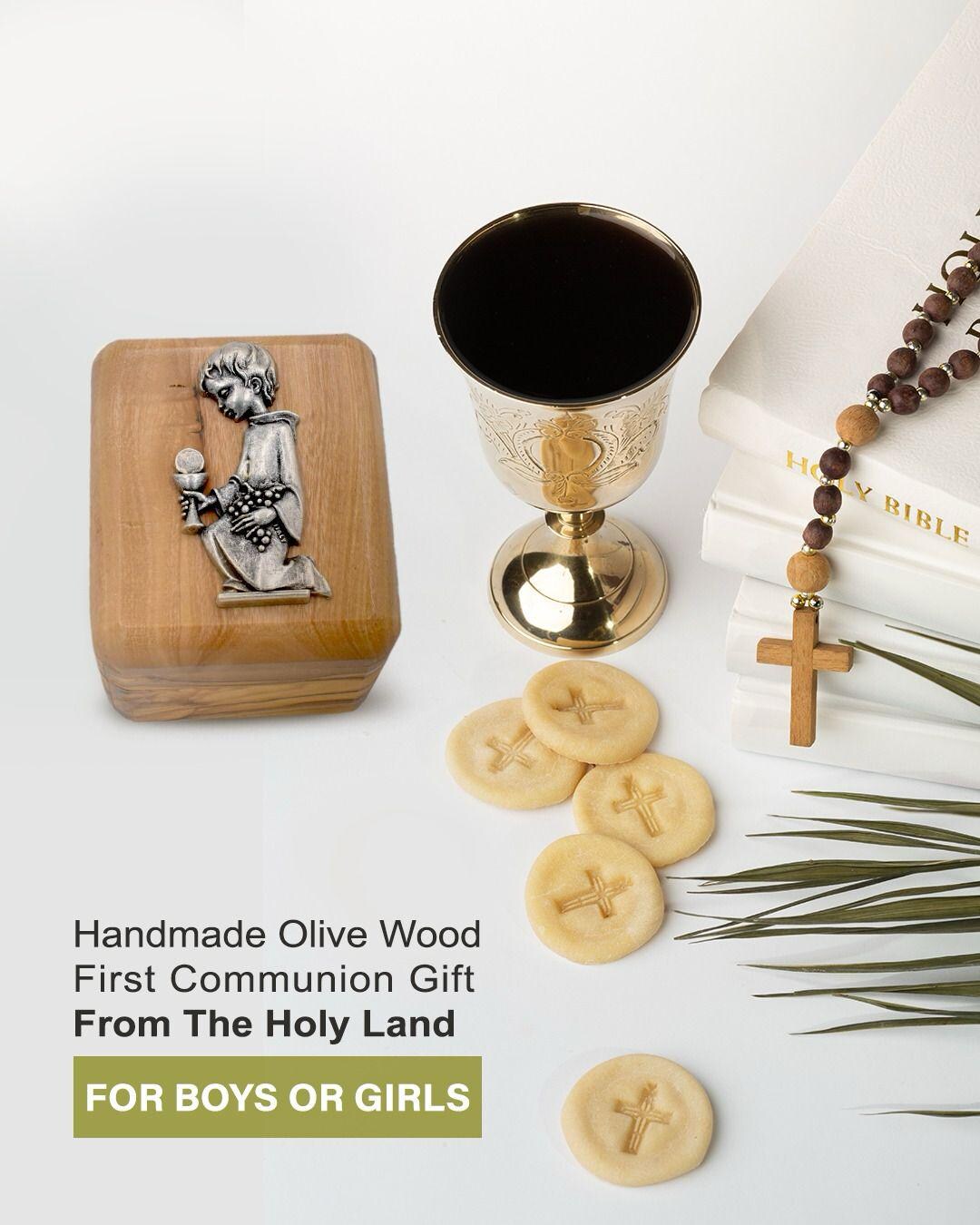 First Present Olive Wood Rosary Keepsake Box – First Communion Gift From Bethlehem ...