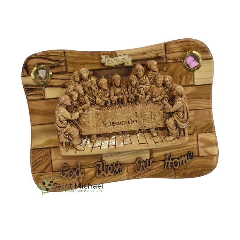 Hand Carved Olive Wood Last Supper Plaque: Holy Land Decor - Etsy