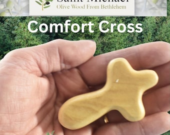 Mini Olive Wood Comfort Cross: Handheld Prayer Gift
