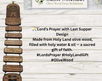 Handcrafted Olive Wood Lord's Prayer Wall Hanging: Holy Land Last Supper Decor