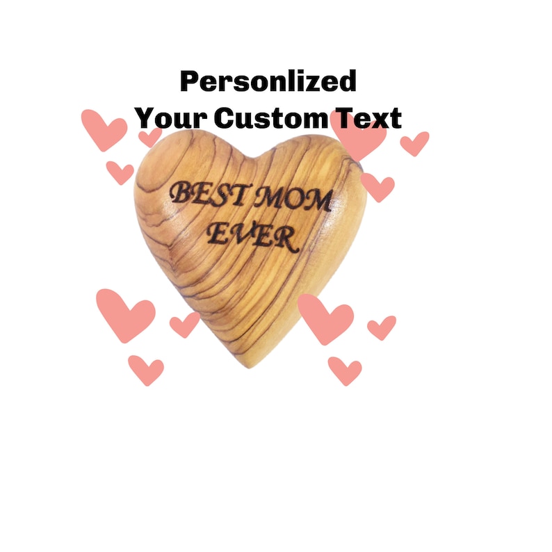 Personalized Olive Wood Heart, Bethlehem Engraved Keepsake, Custom Holy Land Gift image 9