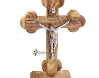 Handmade Olive Wood Standing Crucifix - Holy Land Cross