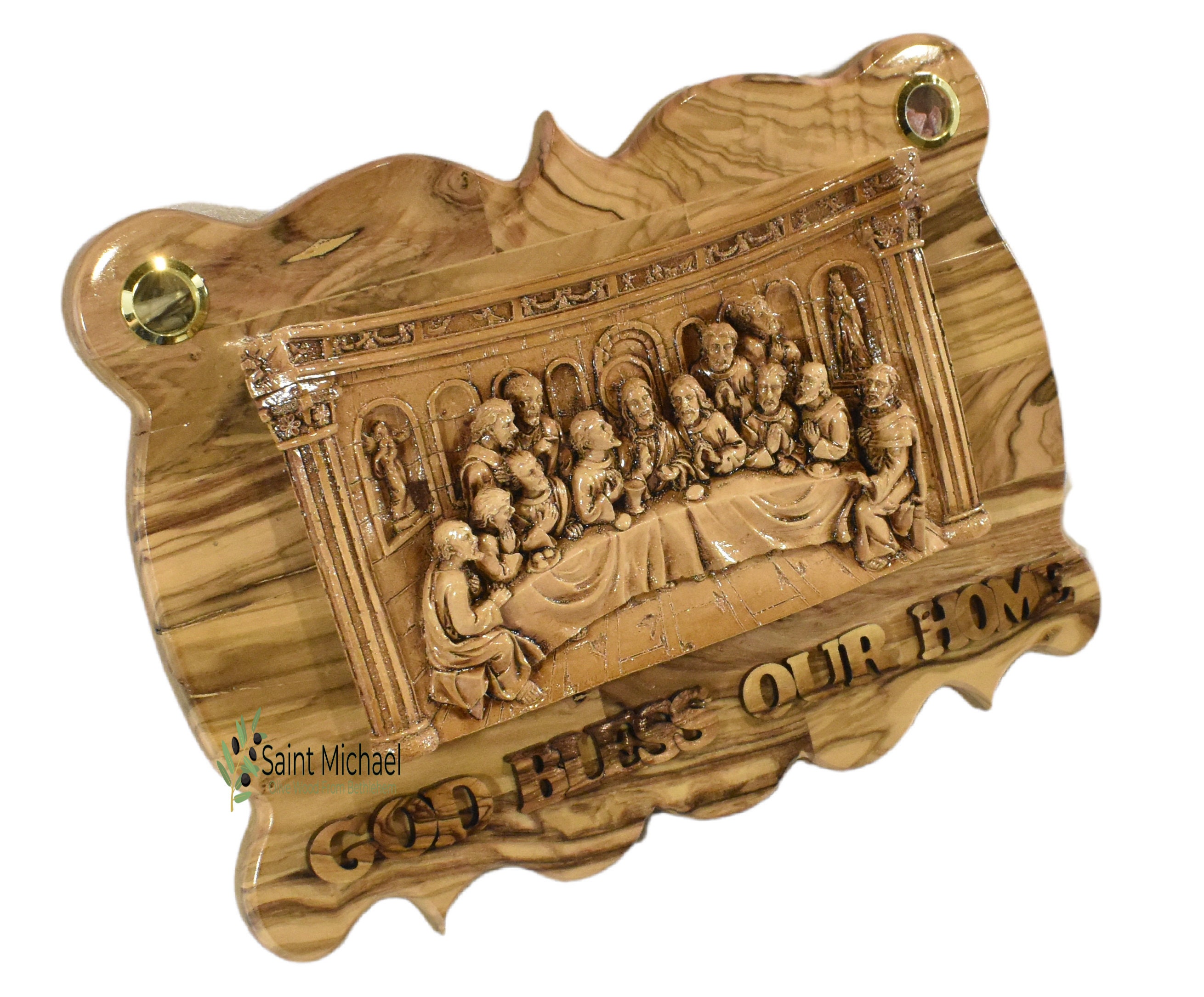Handmade Olive Wood Last Supper Plaque With Bethlehem Relics - Etsy